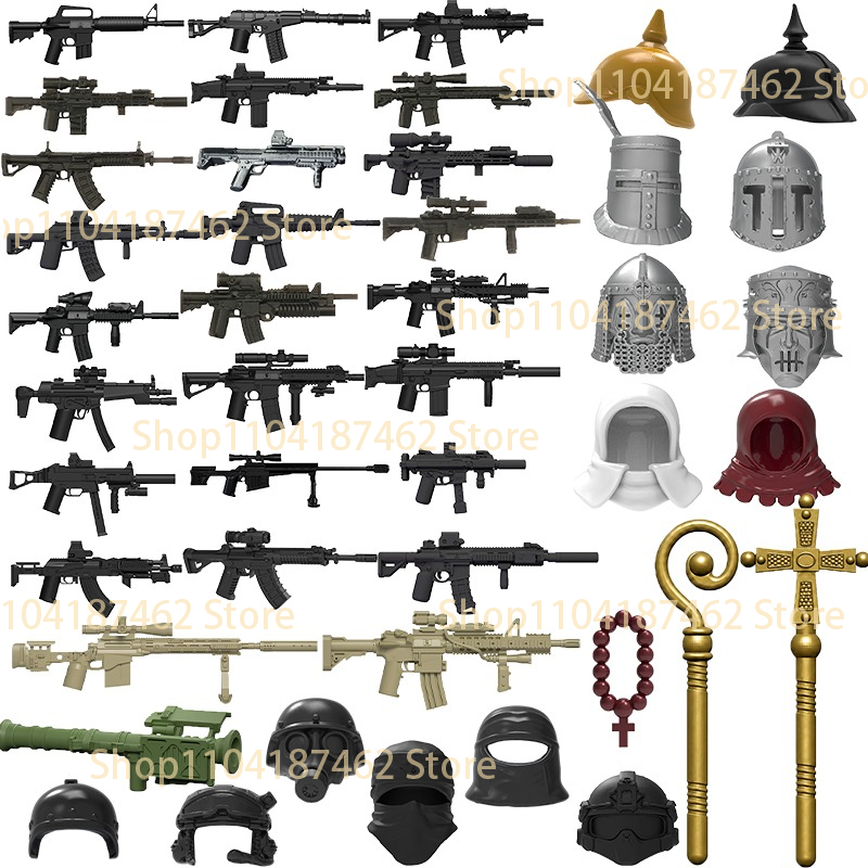 3D Printing Lego Bricks - Militaire soldaten figuuruitrusting bouwstenen 3D-geprinte wapens