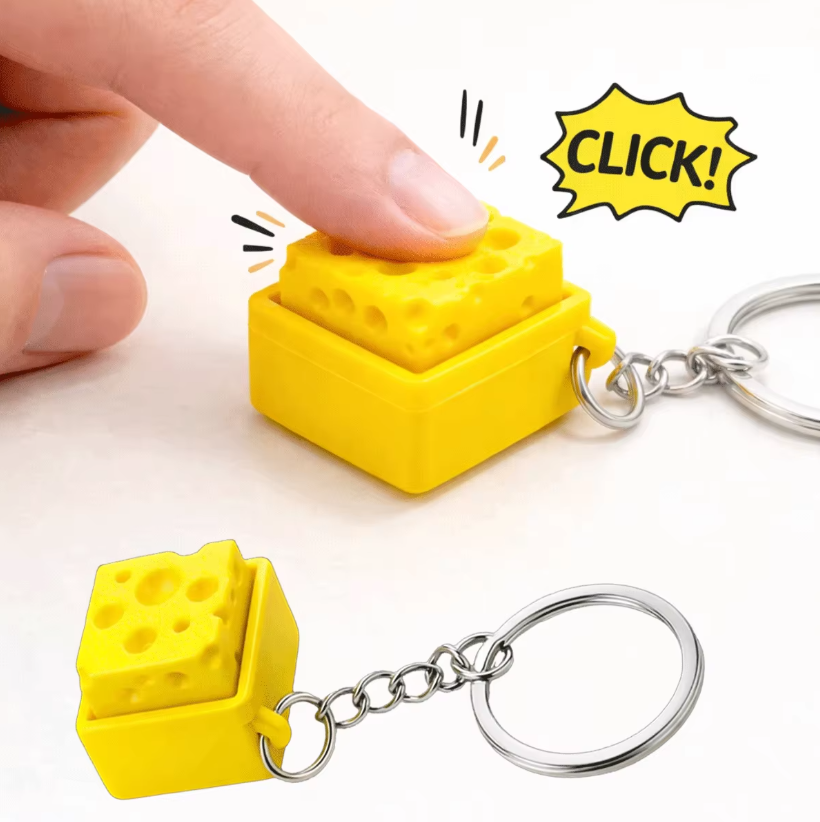 3D Printing Plastic - 3D-geprint mini-kaas-toetsenbord klikker sleutelhanger fidgetknop stressverlichter