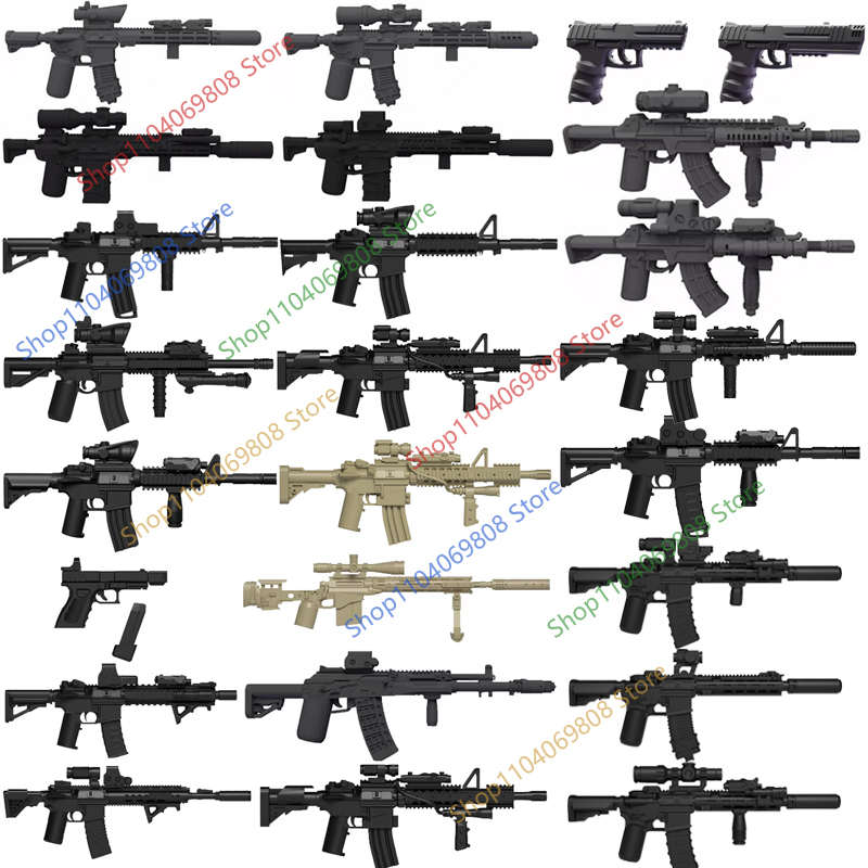 3D Printing Lego Bricks - Militaire Soldaten Figuren Pistool Accessoires Bouwstenen