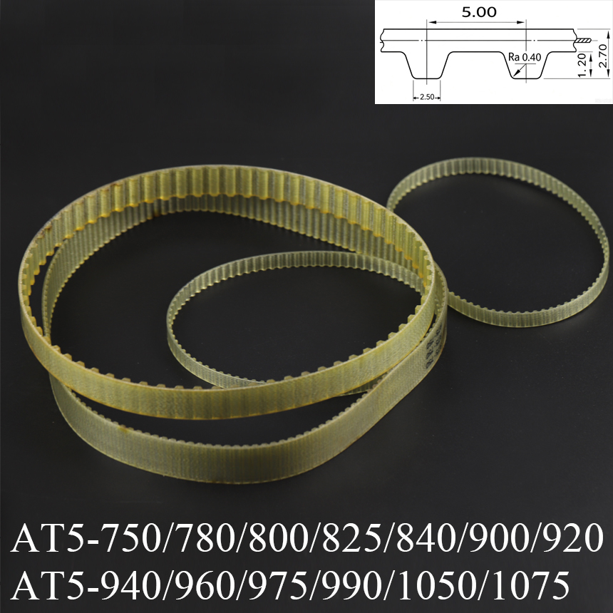 Timing Belt - AT5-750/780/800/825/840/900/920/940/960/975/990/1050/1075 5mm steek AT5 PU stalen