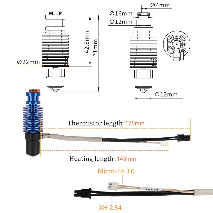 Vulkaan Hotend E3D V6 24 V 50  - 3D Printing Ender recensie en prijs